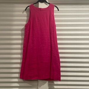 Jcrew pink linen button back tank dress. Size s pink